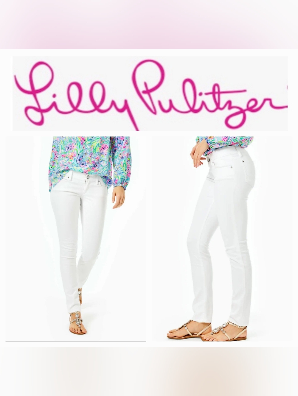 Lilly Pulitzer Worth 30" Skinny Pant Sateen Resort White Sz 00